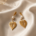 Golden Leaf Drop Earrings