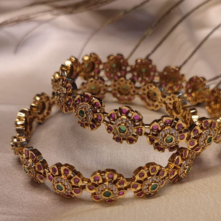 AD Stone Floral Bangles
