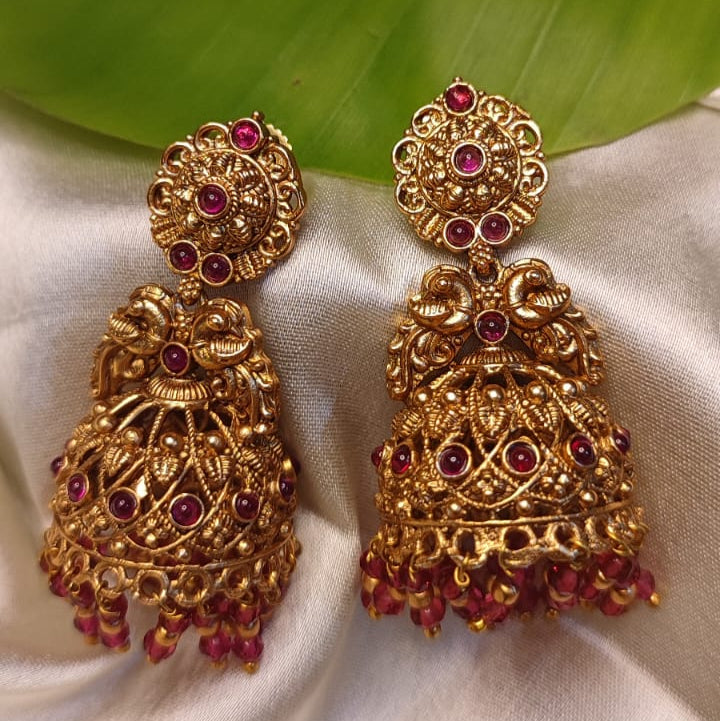 Rubi Peacock Jhumkas