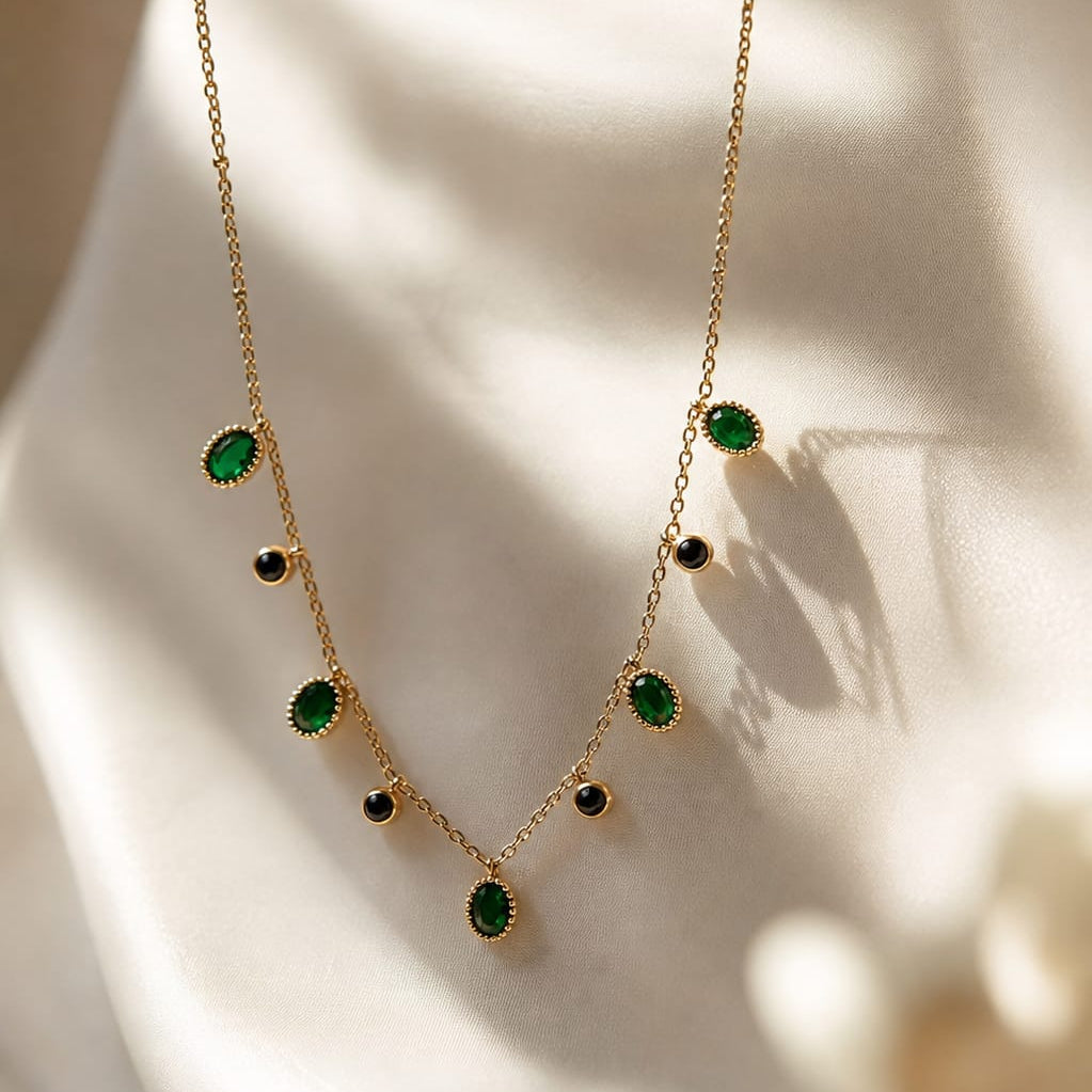 Emerald Green Charm Neck Chain